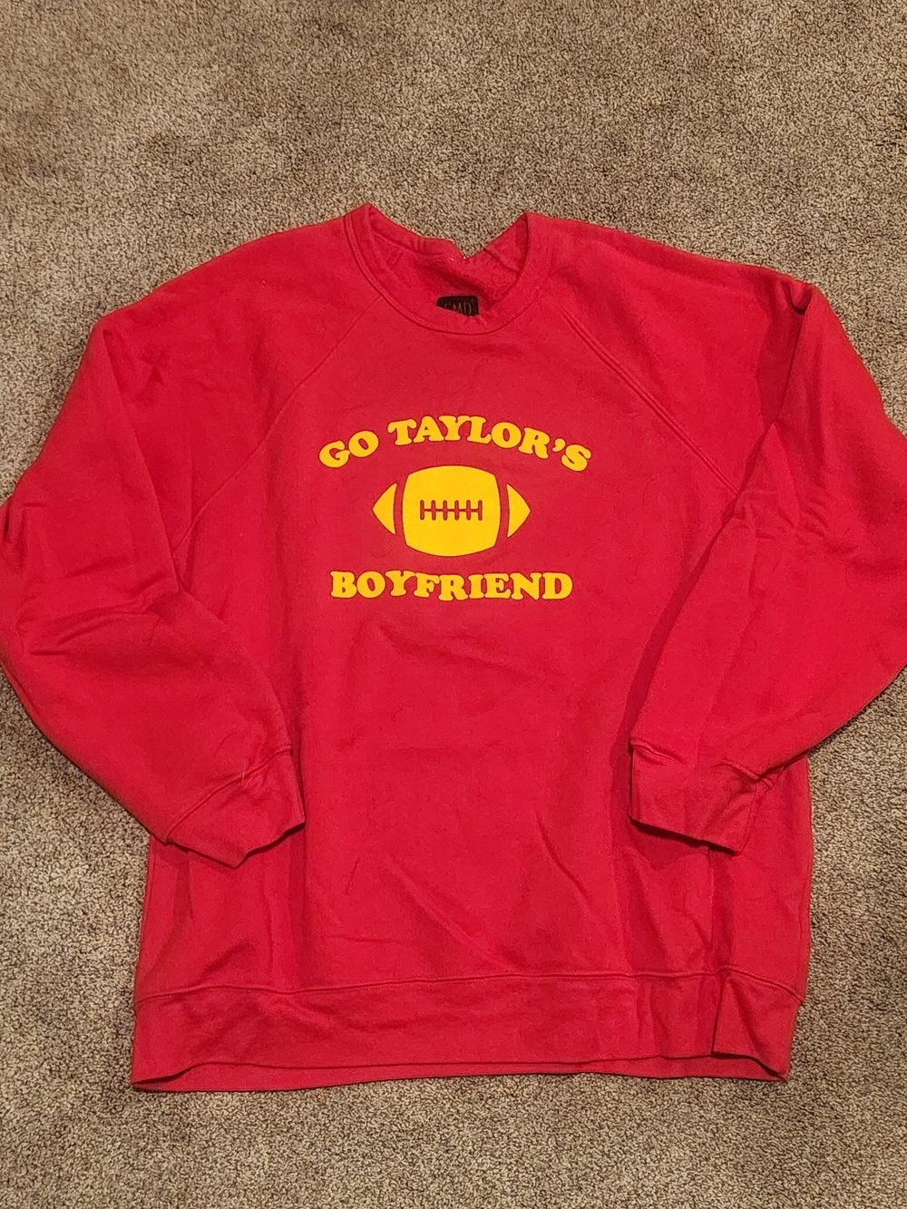 Red Graphic Crewneck Sweatshirt - "Go Taylor's Boyfriend"